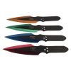 4 Piece Throwing Knife Assorted, blue, red, gold, green Color