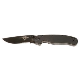 Ontario RAT1 Folder 3.625 in Black Combo Blade Blk GFN Hndl