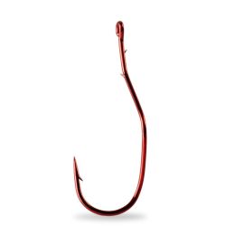 Mustad Slow Death Aberdeen Bent Shank Hook-Red 10 Ct Size 1