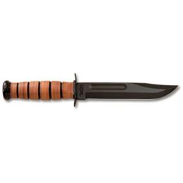 KA-BAR Full-Size Fixed 7 in Black Blade Leather Handle