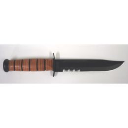 KA-BAR Full-Size Fixed 7 in Black Combo Blade Leather Handle