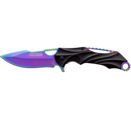 Tac-Force 5in Folder Rainbow SS Blade-Blk Alum Handle w-Clip