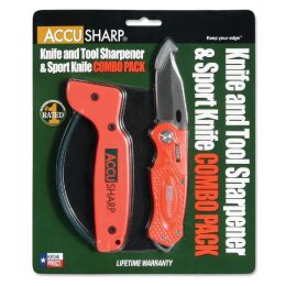 AccuSharp Sharpener and Sport Folding Knife Combo - Orange