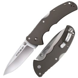 Cold Steel Code 4 Folder 3.5 in Spear Pt Plain Gray Aluminum