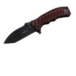 Proelia TX011 Folder 3.36 in Black Tanto Blade Red-Blk G-10