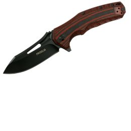 Proelia TX020 Folder 4in Black Drop Blade Black-Red G10