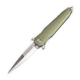 Artisan Hornet Folder 3.82in Fancy Green Titanium Hndl S35VN