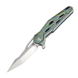 Artisan Bombardier Folder 3.54 in Fancy Blue Titanium S35VN