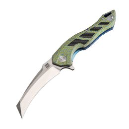 Artisan Eagle Folder 3.46 in Fancy Green Titanium S35VN