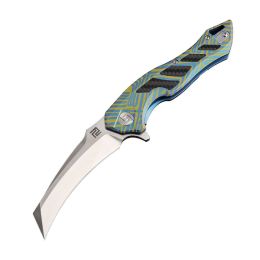 Artisan Eagle Folder 3.46 in Fancy Blue Titanium S35VN