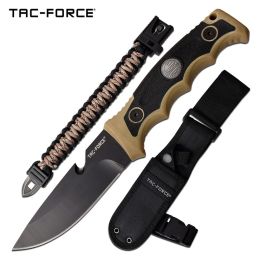 Tac-Force Fixed 4.5 in Blade Tan Rubber Handle