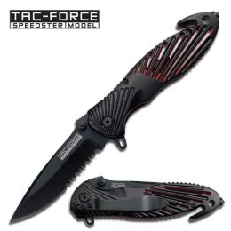 Master Assisted 3.25 in Blade Black-Red Aluminum Handle