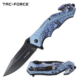 Tac-Force Assisted 3.5 in Blade Blue Camo Aluminum Handle