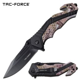 Tac-Force Assisted 3.5 in Blade Tan Camo Aluminum Handle