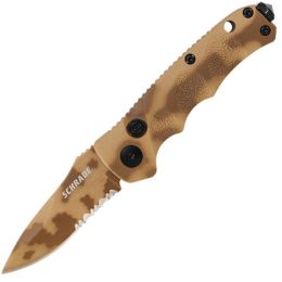 Schrade Folder 2.5 in Desert Camo Combo Blade Aluminum Hndl