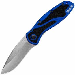 Kershaw Blur Assisted 3.38 in Stonewash Plain Blue Aluminum